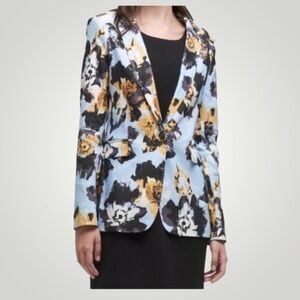 DKNY abstract floral print linen blend jacket blazer